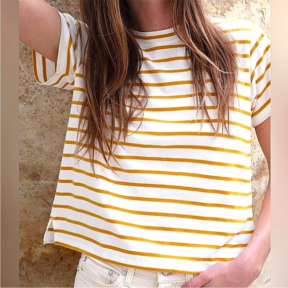 AYR Tops - AYR Sno Cone Tumeric Striped Tee Classic Cropped